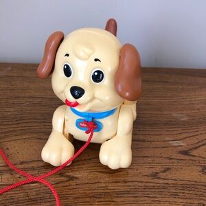 Pull-Along Puppy Toy in Cream and Brown with iRed Cord